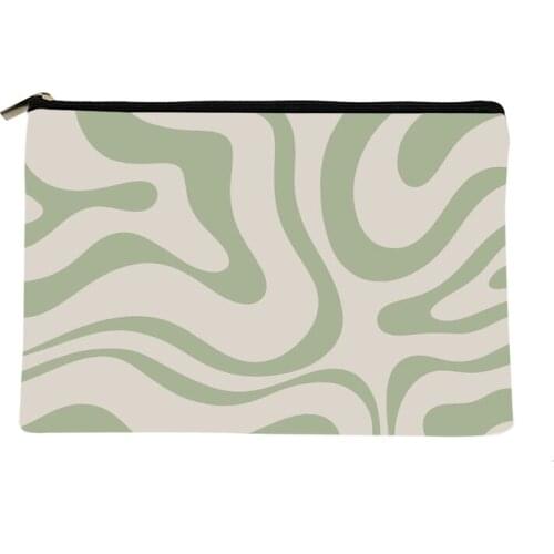 Women Green Liquid Swirl Printed Make up bag Fashion Women Cosmetics Organizer Bag for Travel Colorful Storage Bag for Lady Bag