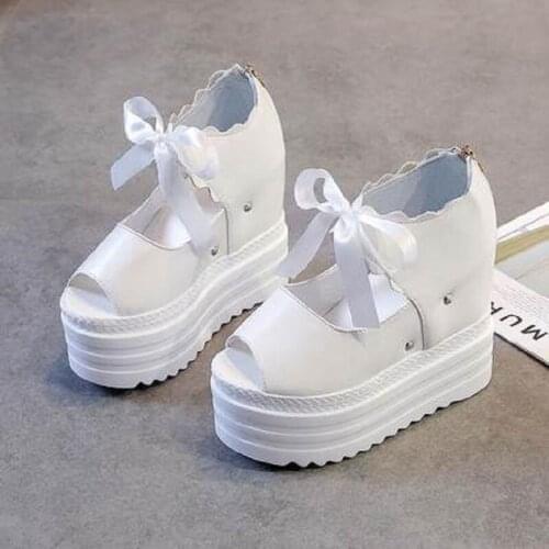 Summer New Style Inner Heightening Slope With Ladies Sports Sandals Simple Pure Color Elegant Sandals With Waterproof Platform