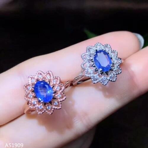 KJJEAXCMY boutique jewelry 925 sterling silver inlaid natural sapphire female ring supports detection of new luxury