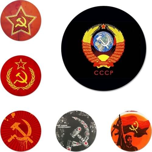 58mm oviet Union USSR Grunge Icons Pins Badge Decoration Brooches Metal Badges For Clothes Backpack Decoration