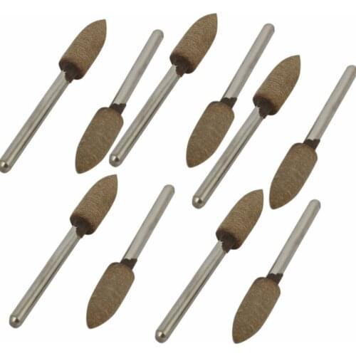 3mm Shank 6mm Cone Head Cow Leather Grinding Mounted Point Polishing Tool 10pcs