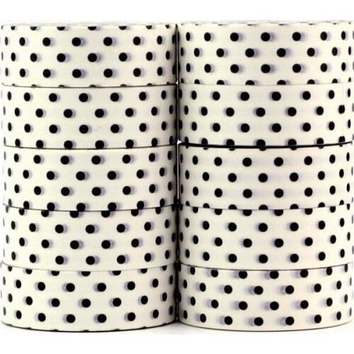 10PCS/lot Decorative Real Black and White Dots Washi Tapes Japanese Paper DIY Planner Adhesive Masking Tapes Stationery