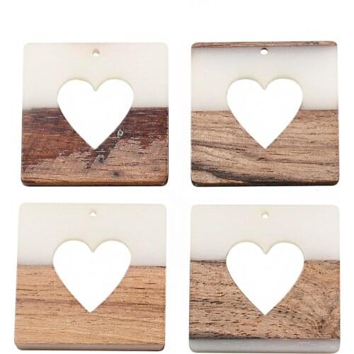 10PCS Jewelry Making Resin & Wood Charms Flat Round Wooden Jewelry Pendant in Bulk Embellishment Hanging Ornaments for DIY