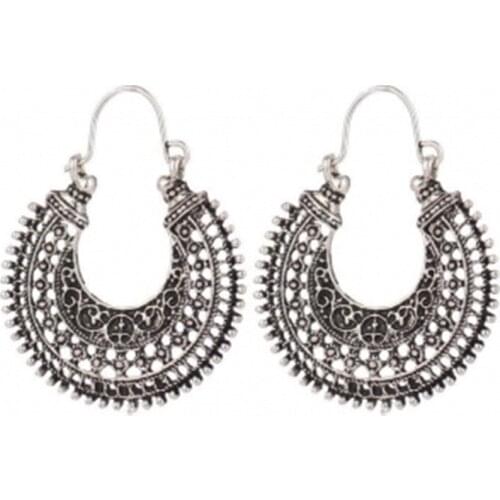 2021 Retro Bohemia Beach Hollow Pattern Semicircle Earring For Woman Man Retro Moon Ethnic Earring Jewelry brincos Wholesale