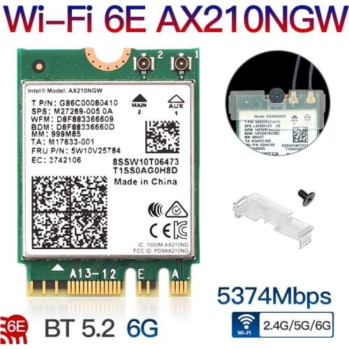 2400Mbps WiFi 6 AX210 NGFF M.2 WiFi Card Bluetooth 5.2 WI-FI 6E Wireless Network Adapter 2.4Ghz/5G 802.11AX For Windows 10 Linux
