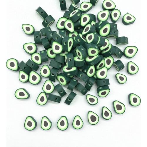 30pcs10mm Green Fruits Beads Polymer Clay Spacer Loose Beads for Jewelry Making DIY Bracelet Accessories
