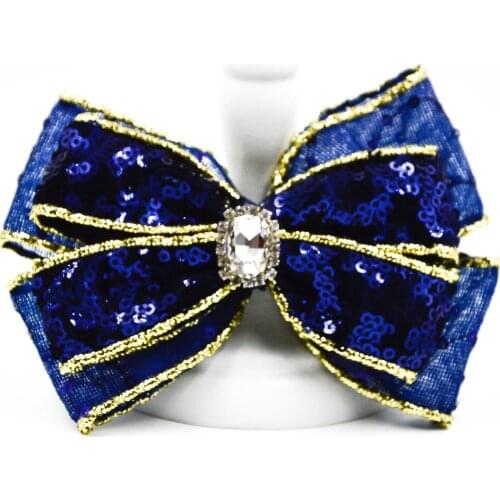 4.7 inches Well-made beautiful paillettes yarn bowknot Barrettes fine hair clips claw for women and girls