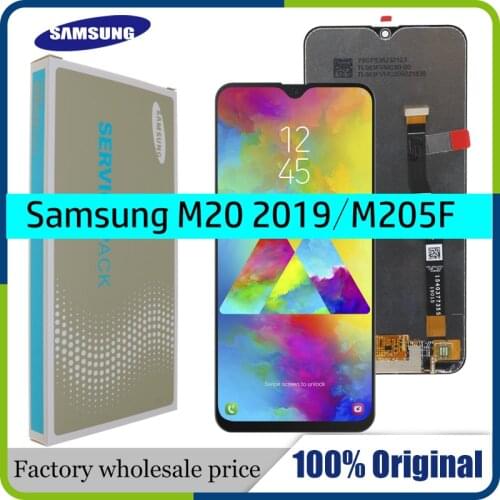 6.3'' New AMOLED For SAMSUNG Galaxy M20 2019 SM-M205 M205F LCD Display Touch Screen Digitizer Assembly replacement parts