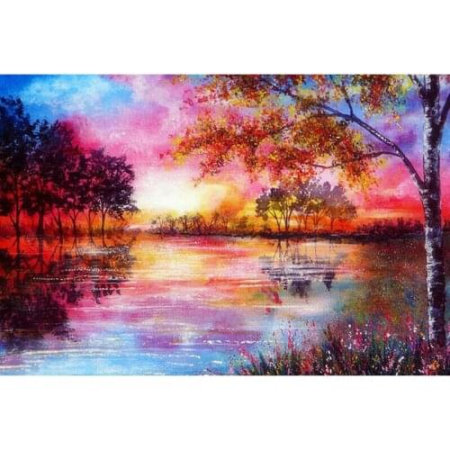 5D DIY Round Diamond Painting Forest Scenery Diamond Embroidery Landscape Cross Stitch Needlework Home Decor Fantasy Art Picture