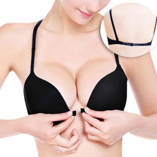 Fashion Seamless Everyday Front Open Bra Top Push Up Adjusted-straps Underwear Solid Womens 3/4 Cup Bra