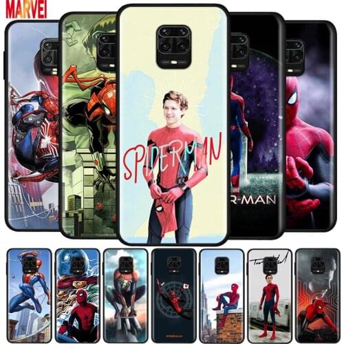 Cool Marvel SpiderMan Art Soft TPU Cover For Xiaomi Redmi Note10 10S 9T 9S 9 8T 8 7 6 5A 5 4 4X Prime Pro Max Black Phone Case