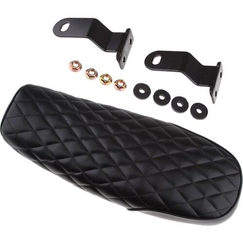 Black Motorcycle Cafe Racer Seat Flat Saddle for Vintage Street Bike Durable Waterproof High Quality