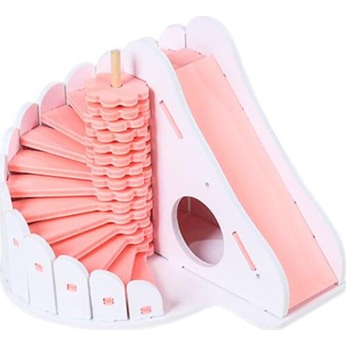 Pet Hamster Hideout House Climbing Ladder Stairs Wooden Playground Cages Nest R7RC