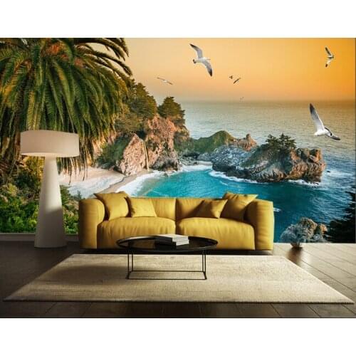 Custom wall mural landscape, the beach mural for the living room bedroom TV background wall waterproof vinyl papel de parede