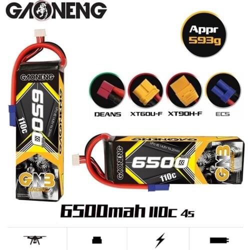 GAONENG GNB 14.8v 6500mAh 110C MAX 220C LiPo Battery For RC Car Racing Spare Parts With Shell Upgrade LiHV 4S Battery