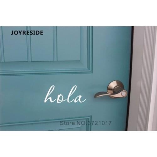 Hola Hello Home Front Door Art Wall Decal Doors Or Wall Sticker Warm No Soliciting Hola Cute Vinyl Stickers Home Room Door M017