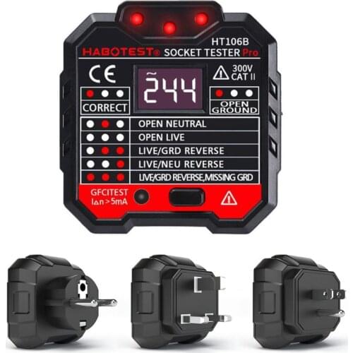 HT106 Electric Socket Tester Neutral Live Earth Wire Testing Circuit Polarity