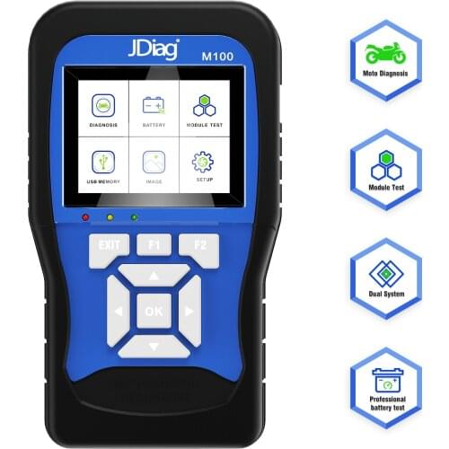 JDiag M100 Motorcycle Diagnostic Tool for k-awasaki y-amaha s-uzuki etc Motorbike Scanner Motor Scan Battery Tester