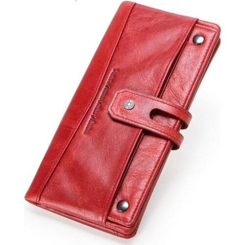 New Fashion Multi-functional Ladies Wallet Chic Solid Color Genuine Leather Wallet High Quality Cow Leather Activity Card Clutch