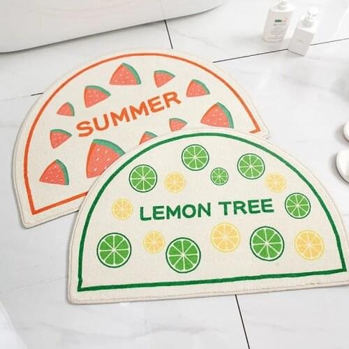 Bath Mat Cute Flower Cartoon Fruit Flocking Floor Mats Home Bathroom Non-Slip Carpet Rugs Bedroom Kitchen Absorbent Door Mat