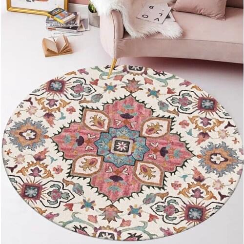 American country flower round carpet Indian national style living room 160cm round floor mat custom made plush round rug