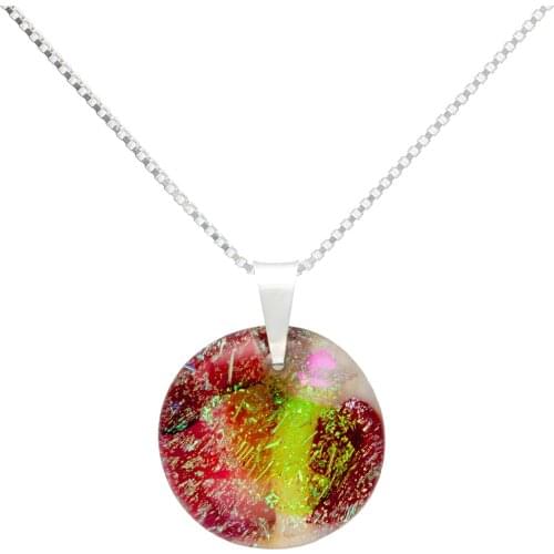 DARK DIAMOND-dichroic crystal pendant and 25mm 925 sterling silver. Assorted Colors. Craft. Exclusive. (With chain)