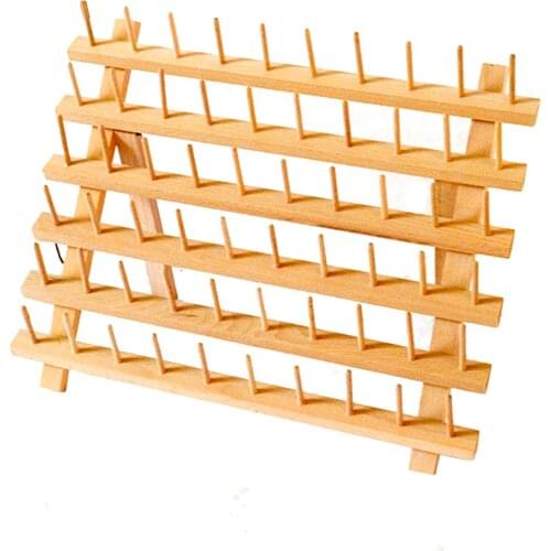 Multifunctional Solid Wood Foldable Wire Rack Sewing Thread Bobbin Holder Practical Embroidery Tool Storage Organizer Rack