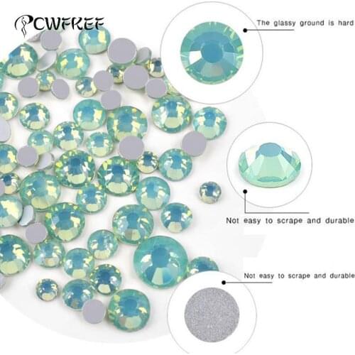 Multi Size Rhinestones Nail Art Crystal Glass Gems Flat Bottom Opal Nail