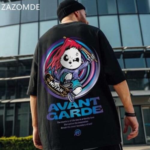 ZAZOMDE Mens T-Shirts 2021 Chinese Style Originality Short Sleeve T shirt Summer Casual Harajuku Oversized Tops Tees Streetwear