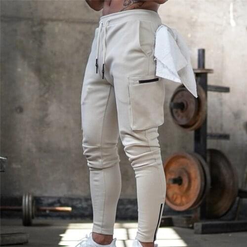 Mens Jogger Pnats Sweatpants Man Gyms Workout Fitness Cotton Trousers Male Casual Fashion Skinny Track Pants Zipper Design Pants