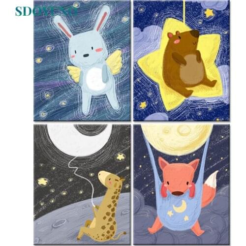 SDOYUNO DIY Acrylic Painting By Numbers 60x75cm Paint By Numbers Animals Frame Draw Painting On Canvas Handpaint Home Decor