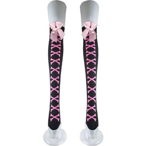 Halloween Knee High Socks Gothic Long Skeleton Print Cosplay Costume Stockings