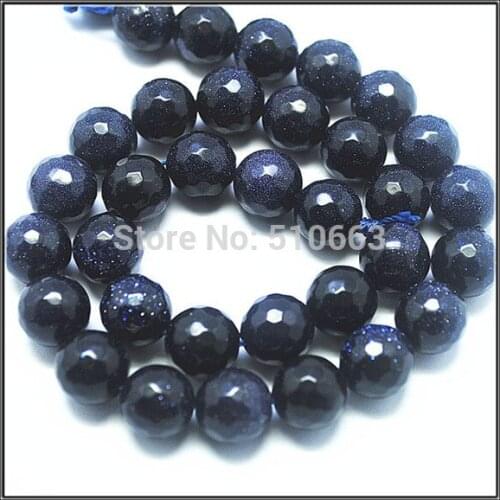 New hot Nature beads Faceted blue sand stone faceted ball accessories charms mens bracelet making size 4mm 6mm 8mm 10mm 12mm