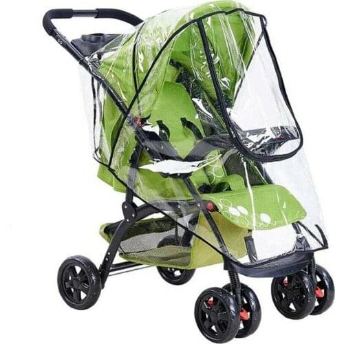 Open Raincoat For Baby Strollers Pushchairs Rain Stroller Accessories Waterproof Rain Cover Transparent Wind Dust Shield Zipper
