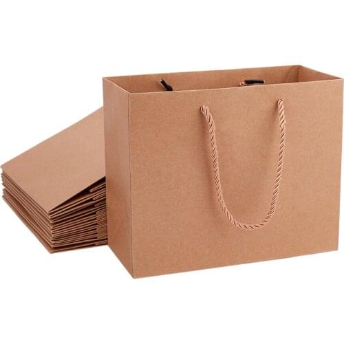 20pcs Shopping Bags Gift Bags Rectangle Kraft Paper Bags with Handles for Wedding Birthday Baby Shower Party Favors 22x10x18cm