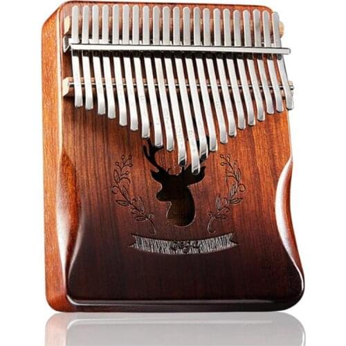 Cega Kalimba 21 Key Thumb Piano Zebra Wood Deer Pattern Finger Piano Mbira Portable Musical Instrument Gift for Adult Beginners