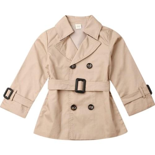 Toddler Kid Baby Girl Trench Coat Jacket Windbreaker Outerwear Winter Autumn Children Clothes With Belt