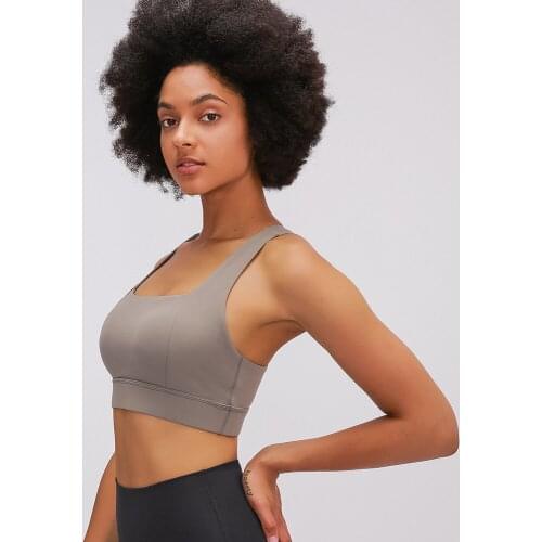 MID SUPPORT Naked-feel Running Gym Sport Bras Top Women Buttery-soft Widen Straps Push Up Workout Athletic Yoga Bras