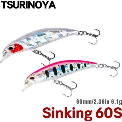 TSURINOYA Fishing Lure 12PCS DW67 Sinking Minnow Jerkbait Mixed Color 60mm 6.1g Swimbait Bass Trout Hard Bait Wobblers Crankbait