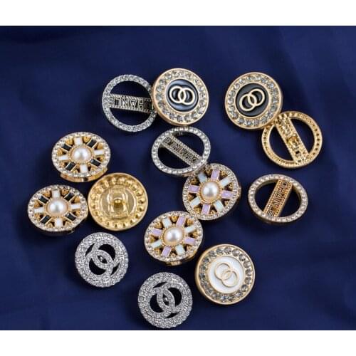 5pcs Metal Round diamond handle buttons Alloy garment accessories DIY materials For coats trench coats sewing Accessories