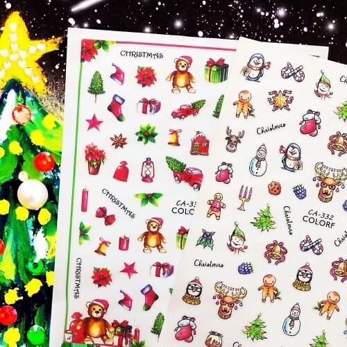 Christmas Nail snowflake Santa Boots Hats Glitter Nail Art Decorations 3D Nail Sticker Manicure HL38