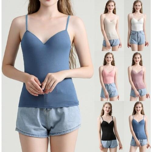 Sexy Women Camisole tank top Casual black Solid tank top women Strap V-Neck Vest Push Up Padded summer tops топ женски