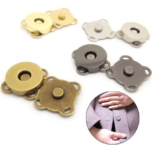 10Pcs silver Sew Metal Magnetic Snaps Brass Button For Clasps Closure Overcoat Wallet Bags Handbag Accessories