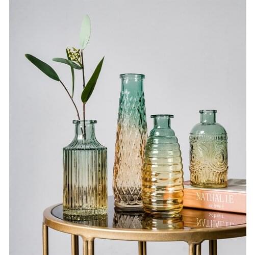 European retro Roman embossed art glass vase indoor office desk plant flowers home decoration accessories flower pot ornaments