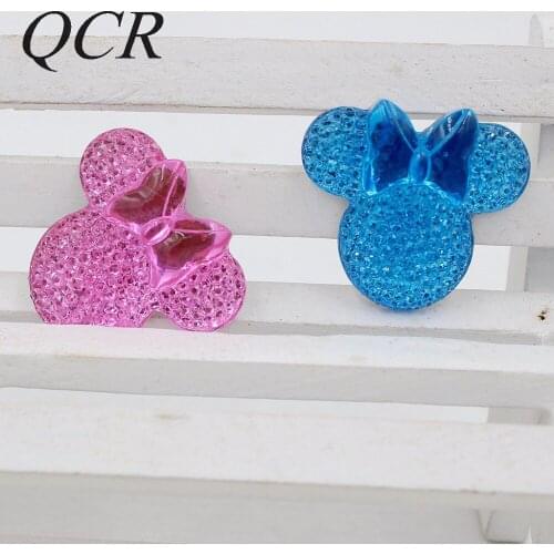 Pick color 5Pcs 25*28mm Flatback Resin Dotted Mickey Head Design Cabochon Gems,Flat Back Resin