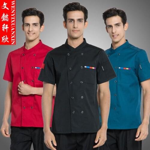 High Quality Short Sleeves Chef Jacket Adult Professional Head Chef Uniform Restaurant Hotel Kitchen Chef Jacket 4 Colors B-6451