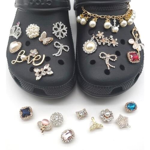 1pc Diamond Crystal jewelry Shoe Charms Buckles Girl Decoration Shoe Accessories PVC For Garden Sandals Croc Jibz Birthday Gifts