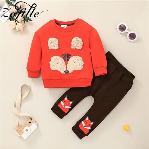ZAFILLE Toddler Infant Baby Girl Clothes Set 3-24 Months Cartoon Cute Fox Baby T-shirts and Pants Clothes Kids Winter Outfits