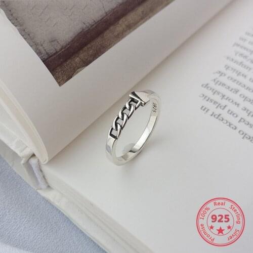 Factory Price 100% 925 Silver Rign Fashion Minimalism Delicate Chain Ring Fine Jewelry for Female