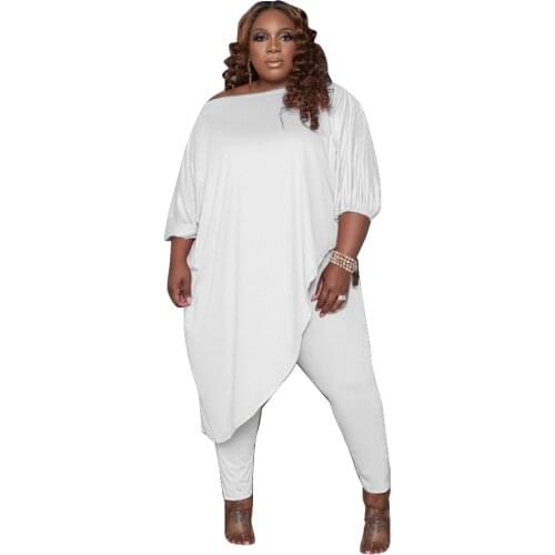 Womens Clothing Spring2021Diagonal Collar Black and White T-Shirt Trouser Suits Set Woman 2 Pieces Kpop Clothes Female Clothing